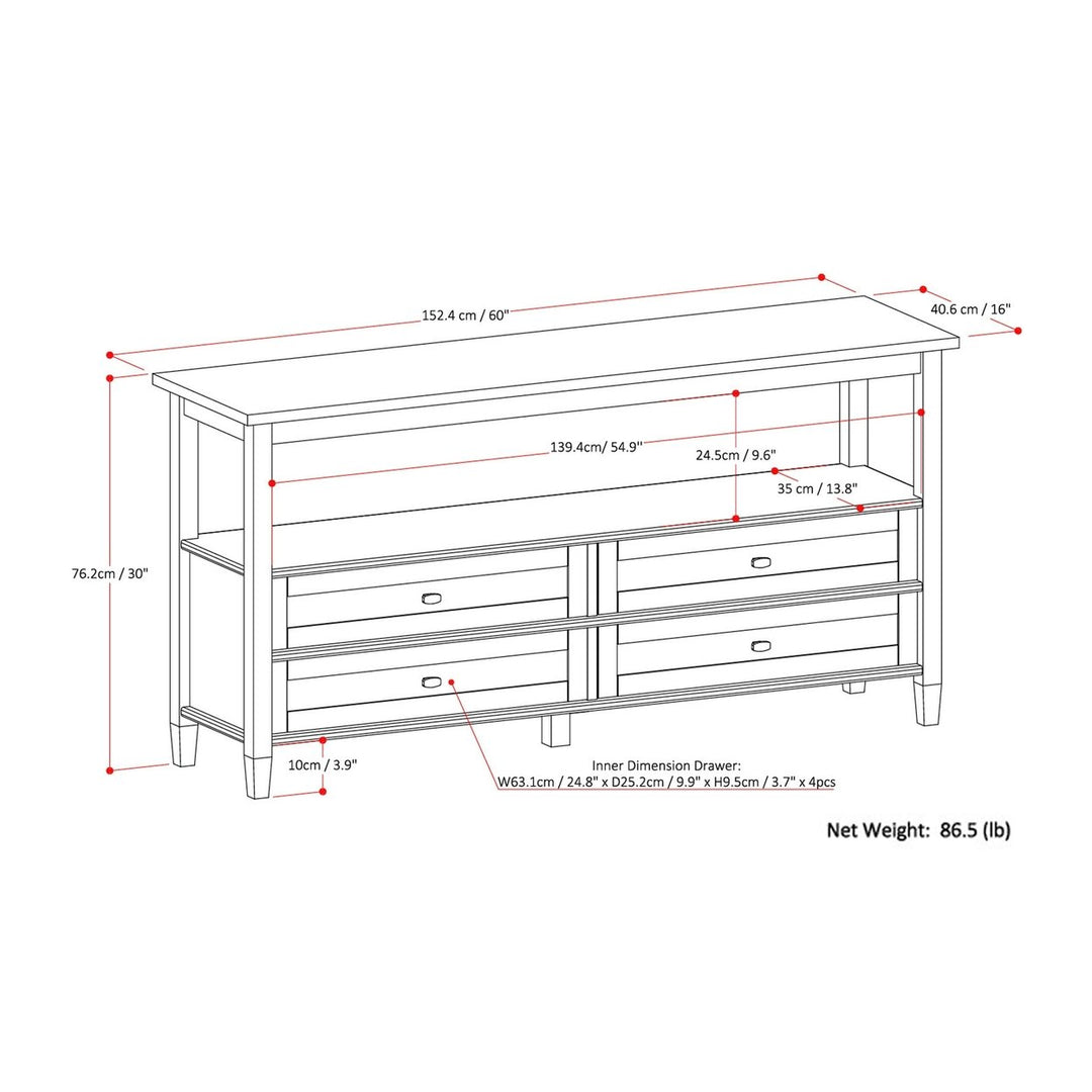 Warm Shaker Wide Console Table Image 12