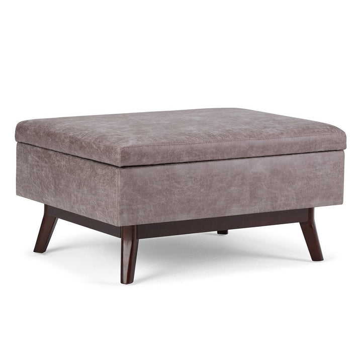 Owen Small Coffee Table Ottoman in Distressed Vegan Leather Image 1