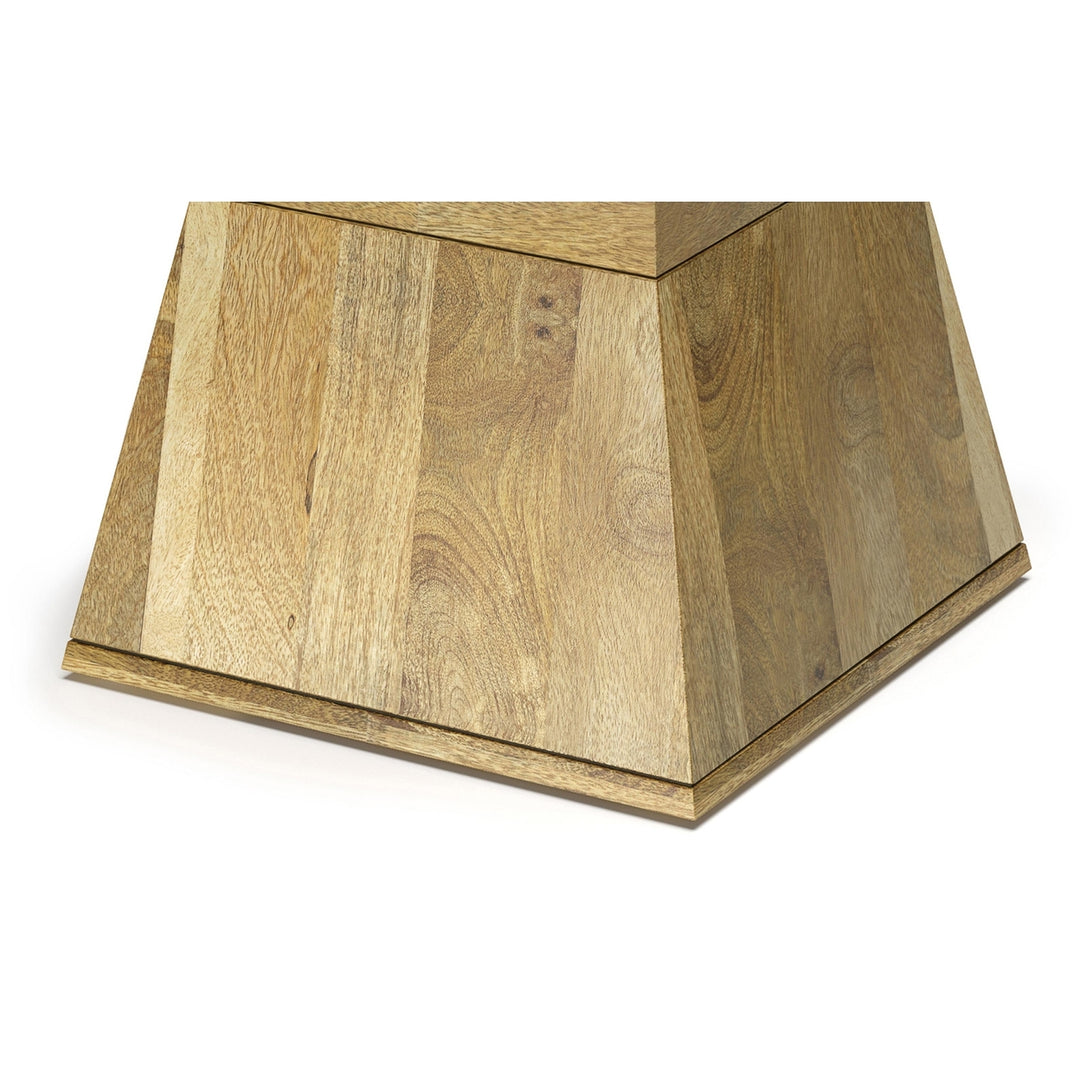 Westfield Mango Wood Side Table Modern Square Design Angled Trim Accent Image 5