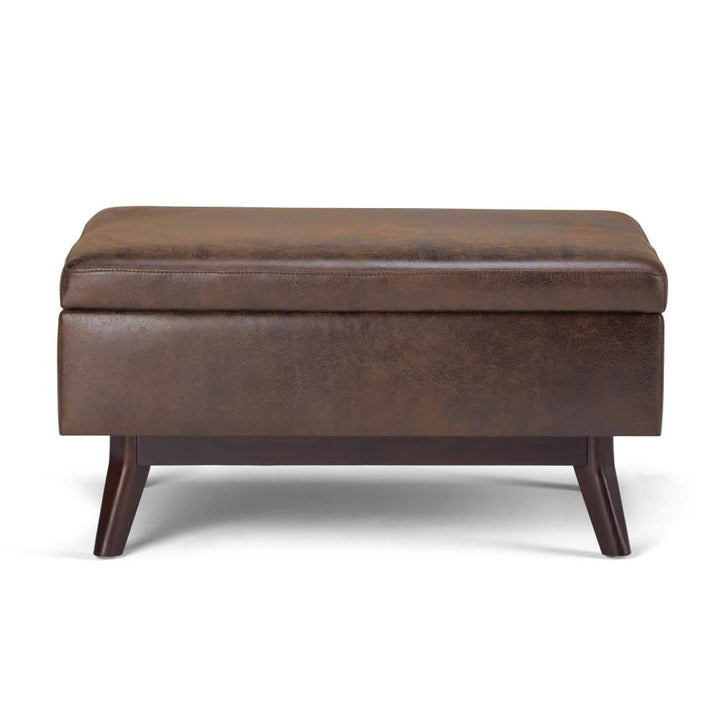 Owen Small Coffee Table Ottoman in Distressed Vegan Leather Image 12