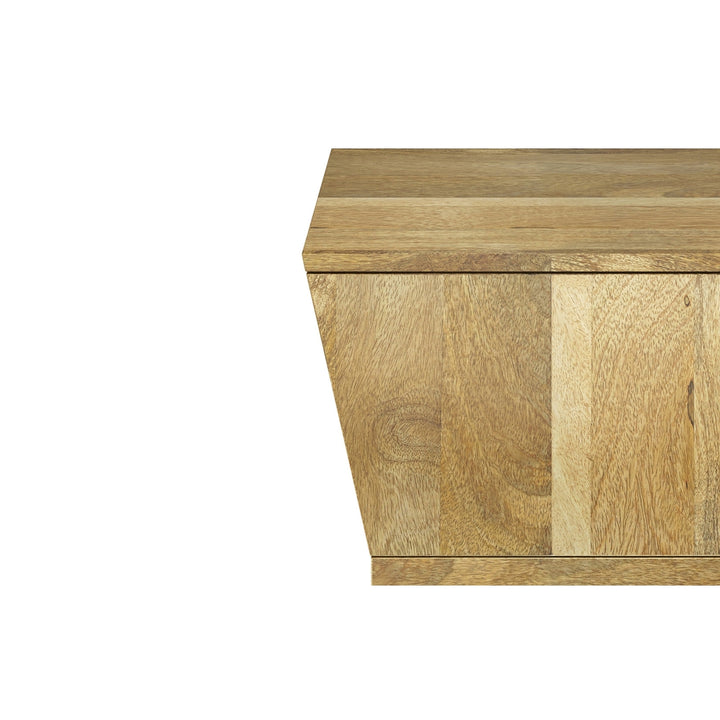 Westfield Mango Wood Side Table Modern Square Design Angled Trim Accent Image 6