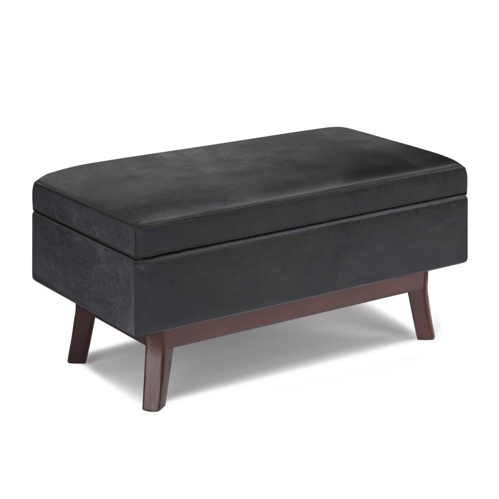 Owen Small Rectangular Storage Ottoman in Distressed Vegan Leather Image 4