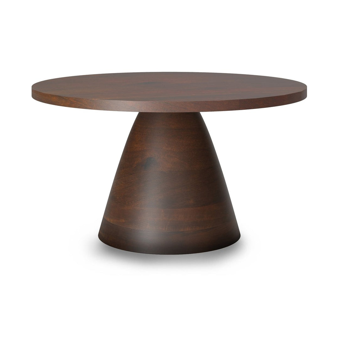 Winnie Round Coffee Table Acacia Wood Walnut Finish Modern Living Room Decor Image 4