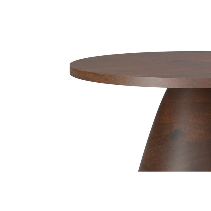 Winnie Round Coffee Table Acacia Wood Walnut Finish Modern Living Room Decor Image 5