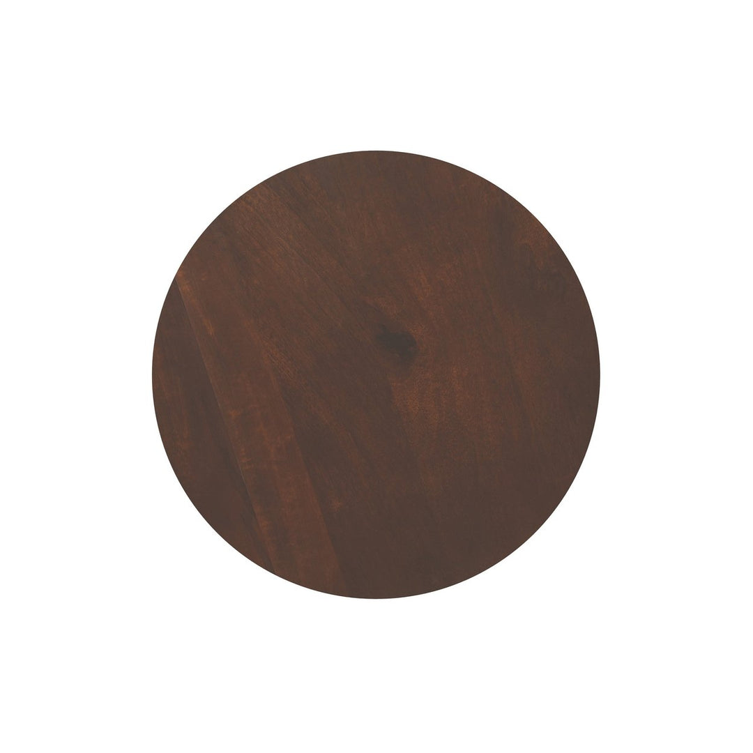 Winnie Round Coffee Table Acacia Wood Walnut Finish Modern Living Room Decor Image 7