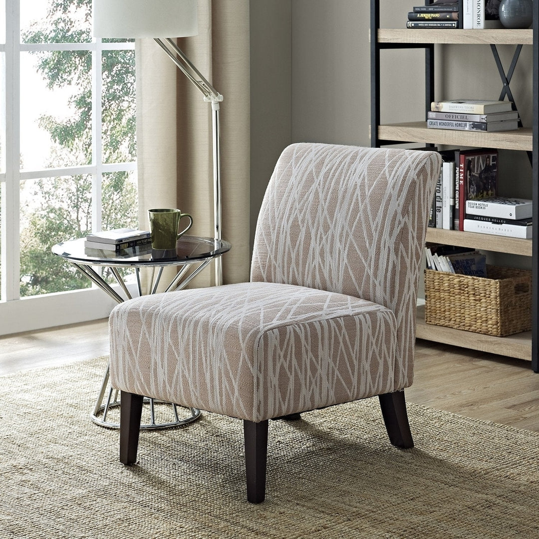 Woodford Accent Chair Beige and White Modern Design High Density Foam Comfort Image 2