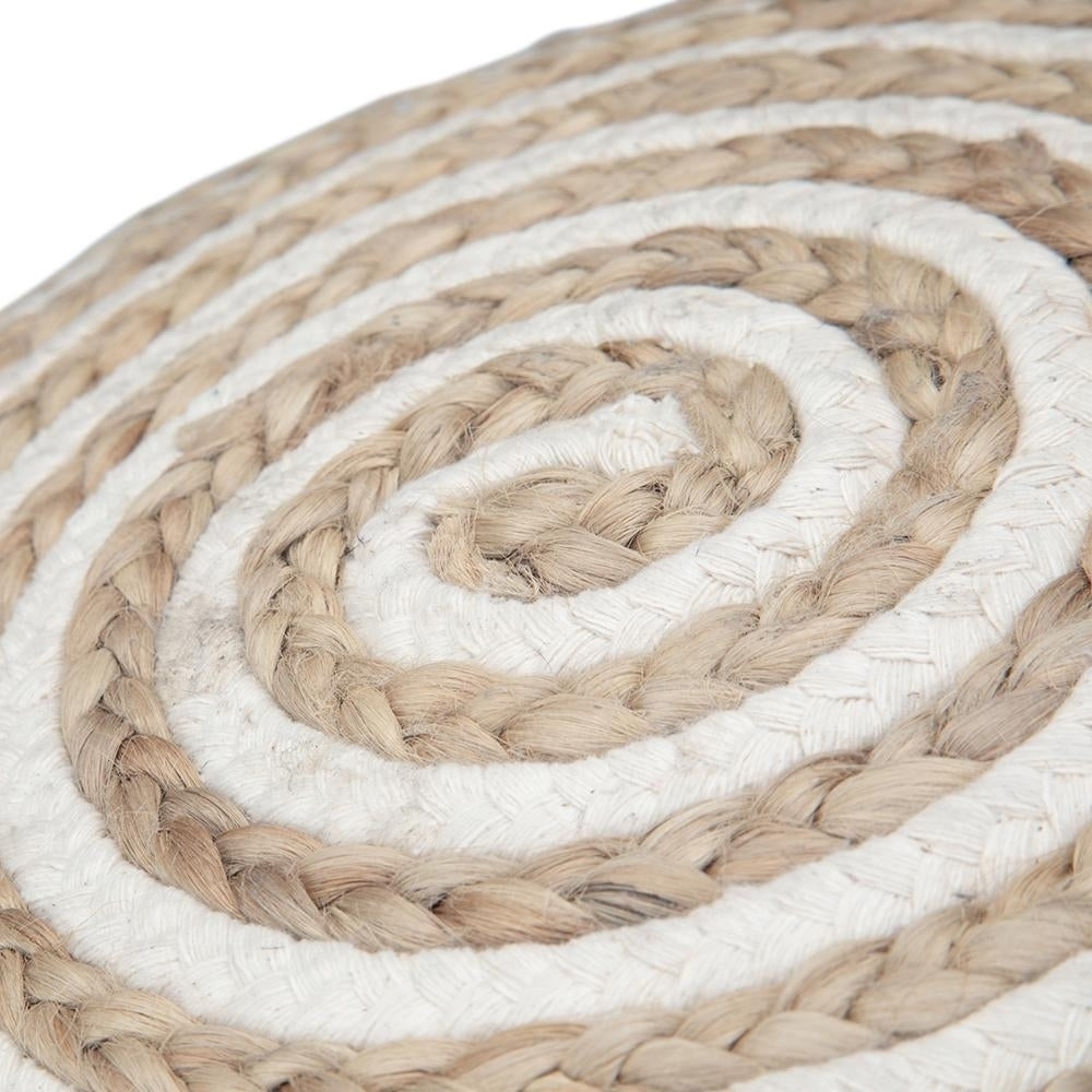 Yolanda Round Pouf Natural Jute Cotton 20in Lightweight Multi-Functional Seating Image 7