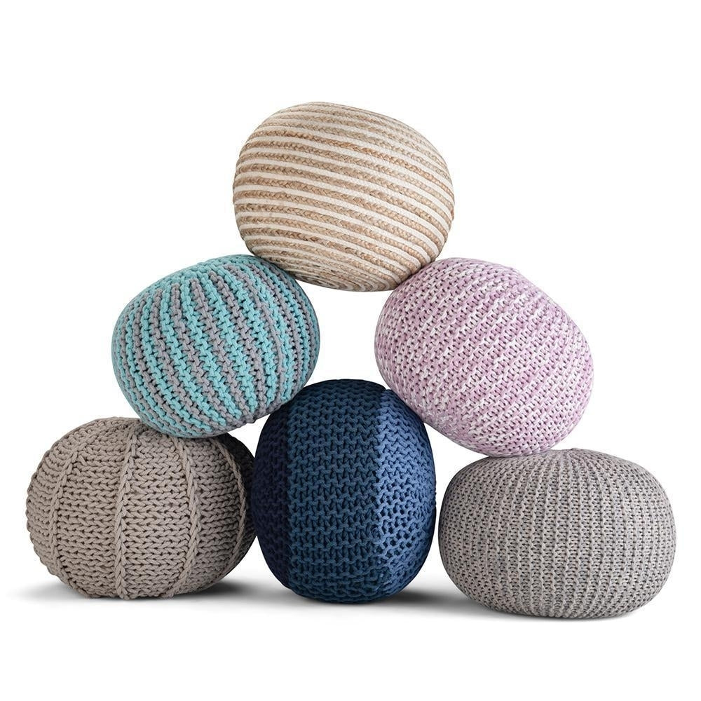 Yolanda Round Pouf Natural Jute Cotton 20in Lightweight Multi-Functional Seating Image 9