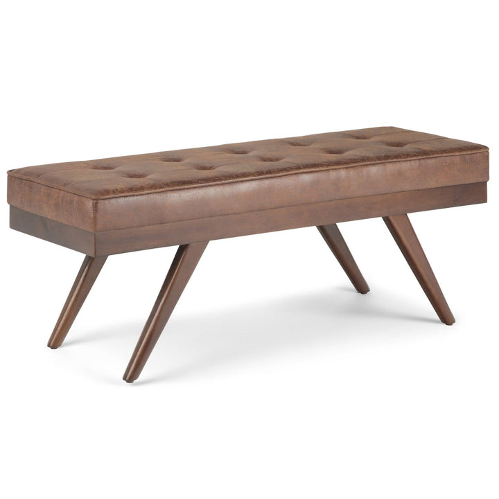 Pierce Ottoman Bench in Distressed Vegan Leather Image 1