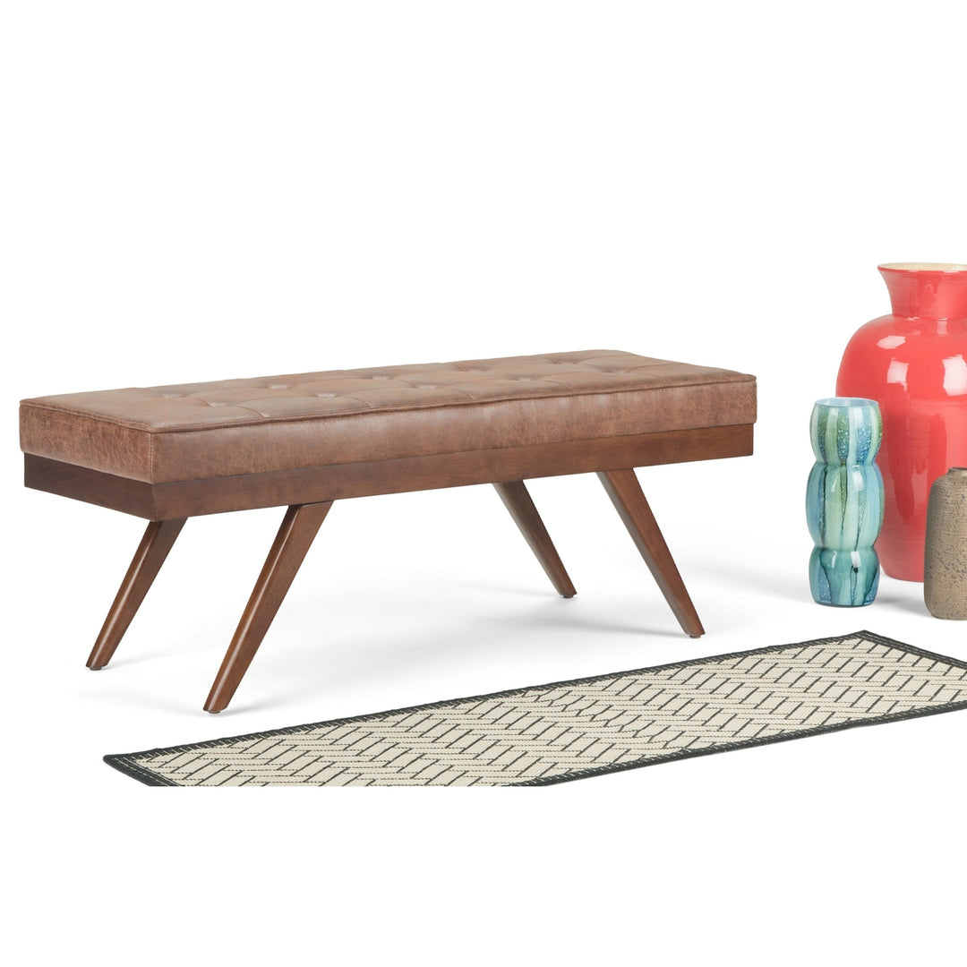 Pierce Ottoman Bench in Distressed Vegan Leather Image 12