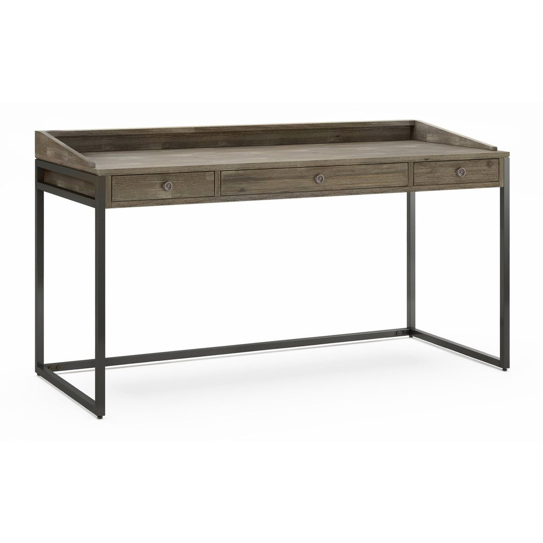 Ralston Desk Solid Acacia 60 inch Industrial Style with Keyboard Tray and Drawers Image 1