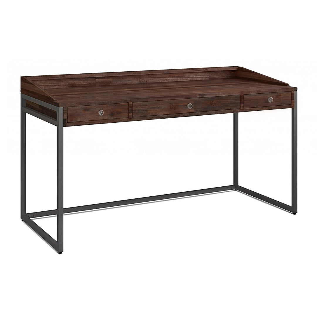 Ralston Desk Solid Acacia 60 inch Industrial Style with Keyboard Tray and Drawers Image 1