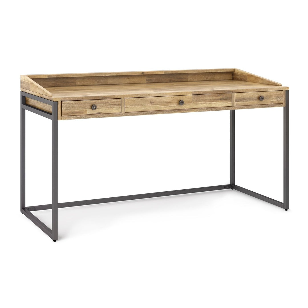 Ralston Desk Solid Acacia 60 inch Industrial Style with Keyboard Tray and Drawers Image 1