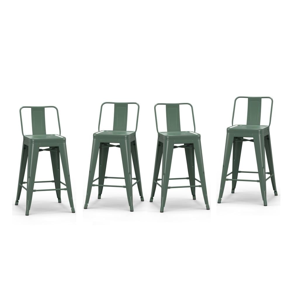 Rayne 24 Inch Teal Blue Metal Counter Height Stool Set of 4 Industrial Style Image 1