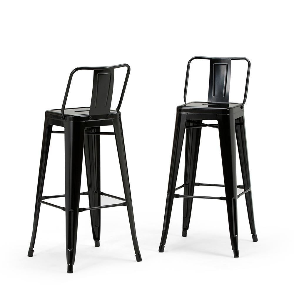 Rayne Metal Bar Stool Set of 2 30 Inch Industrial Style Curved Back Iron Design Image 1