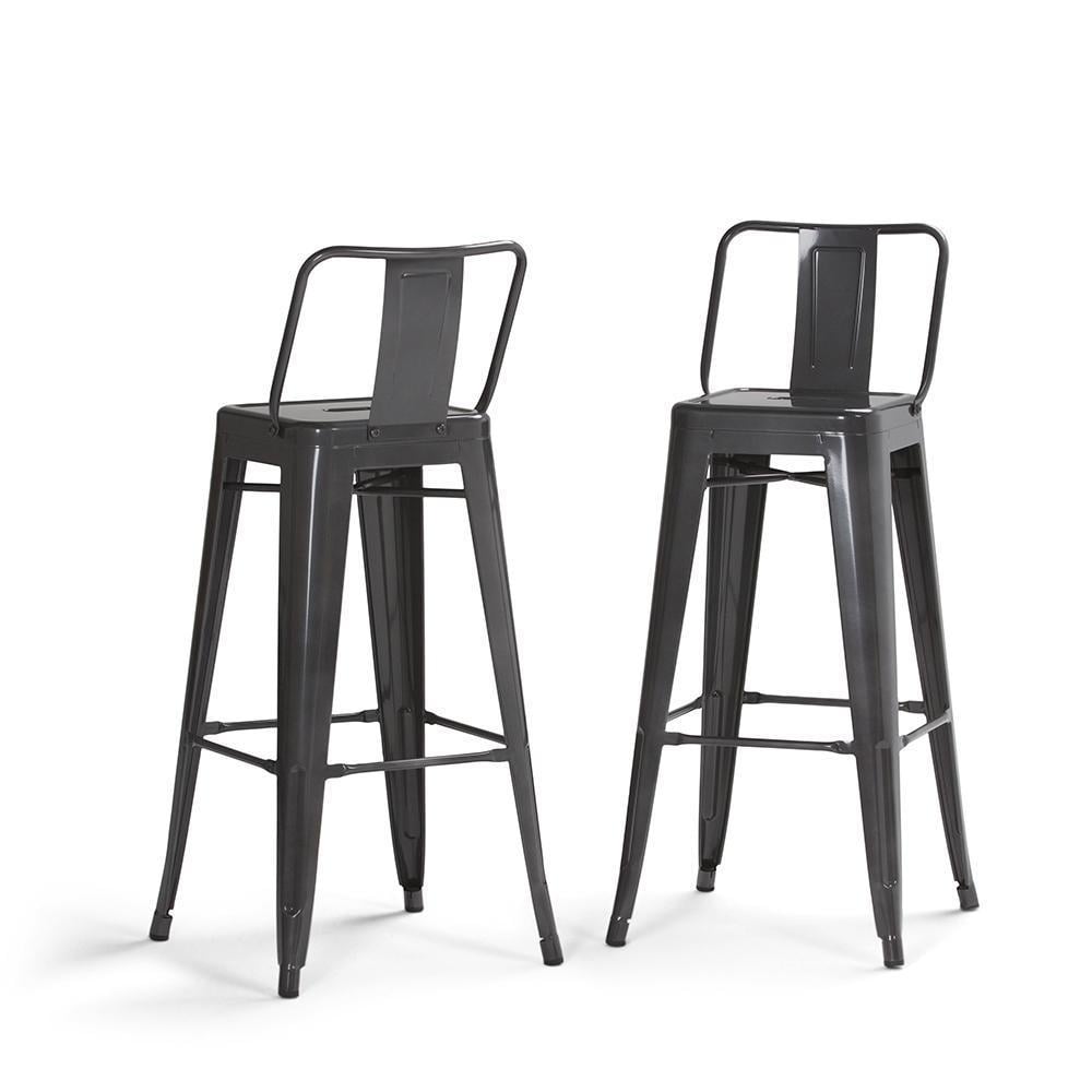 Rayne Metal Bar Stool Set of 2 30 Inch Industrial Style Curved Back Iron Design Image 1