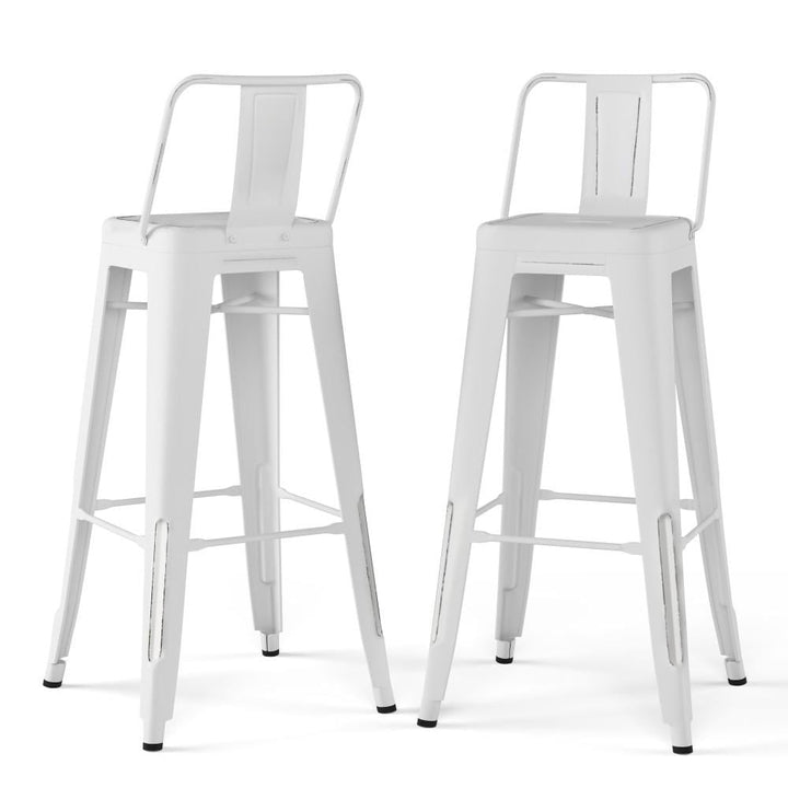 Rayne Metal Bar Stool Set of 2 30 Inch Industrial Style Curved Back Iron Design Image 1