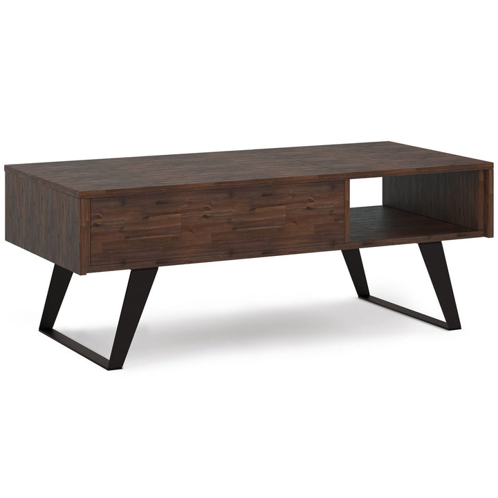 Lowry Lift Top Coffee Table Acacia Wood Industrial Style Storage Table Image 3