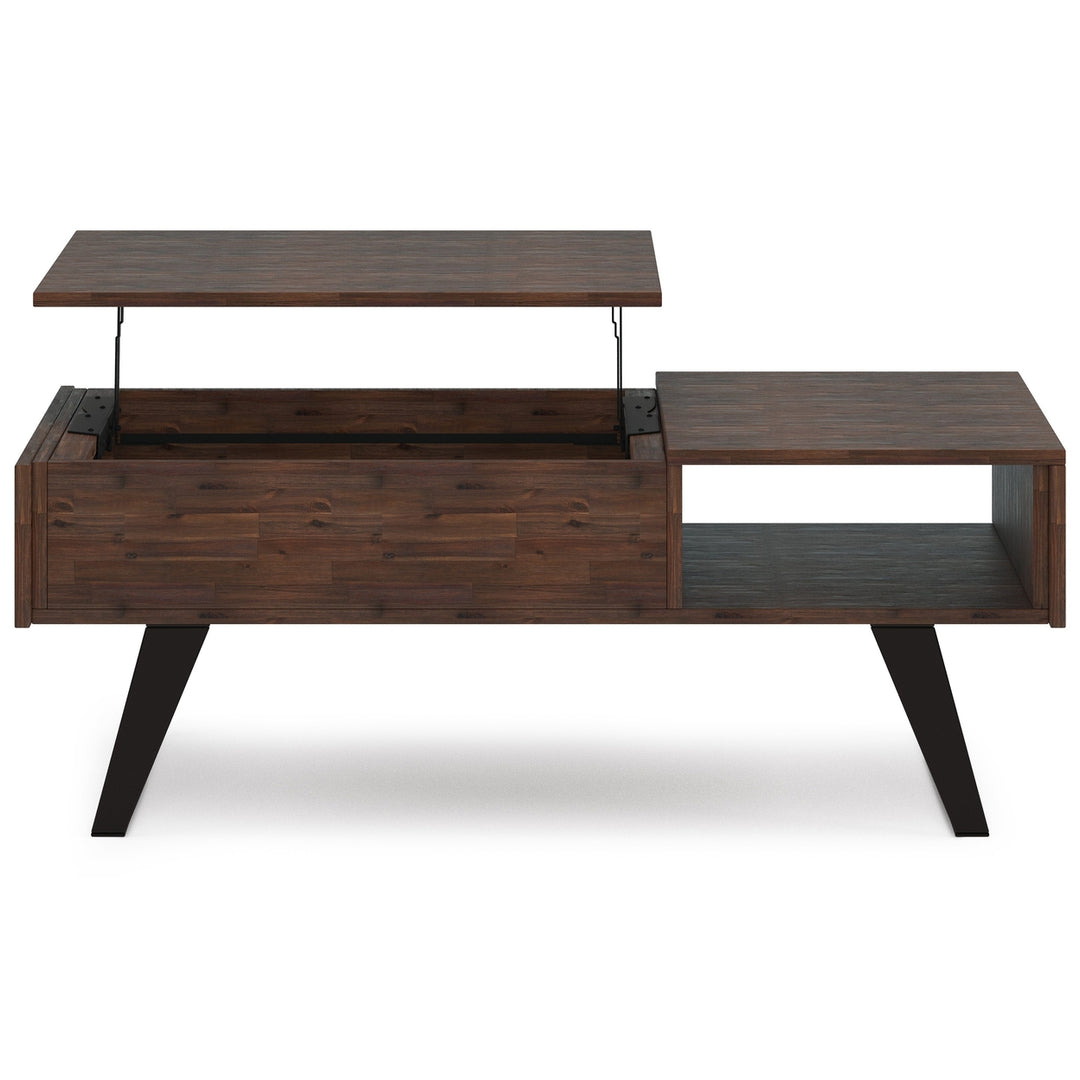 Lowry Lift Top Coffee Table Acacia Wood Industrial Style Storage Table Image 4