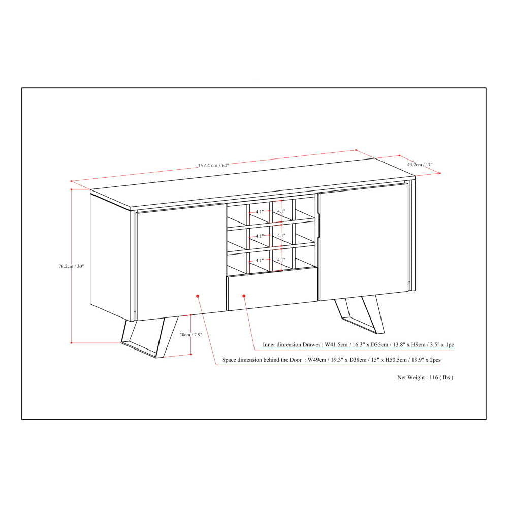 Lowry Sideboard Buffet with Wine Rack Image 6