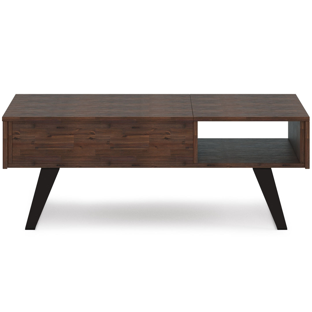 Lowry Lift Top Coffee Table Acacia Wood Industrial Style Storage Table Image 10