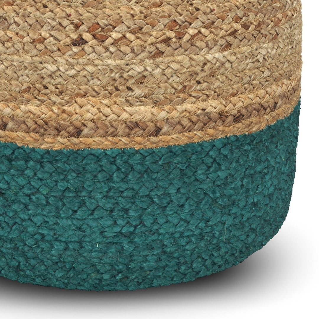 Simpli Home Lydia Round Pouf Woven Jute 18in Multi-Functional Foot Stool Image 5