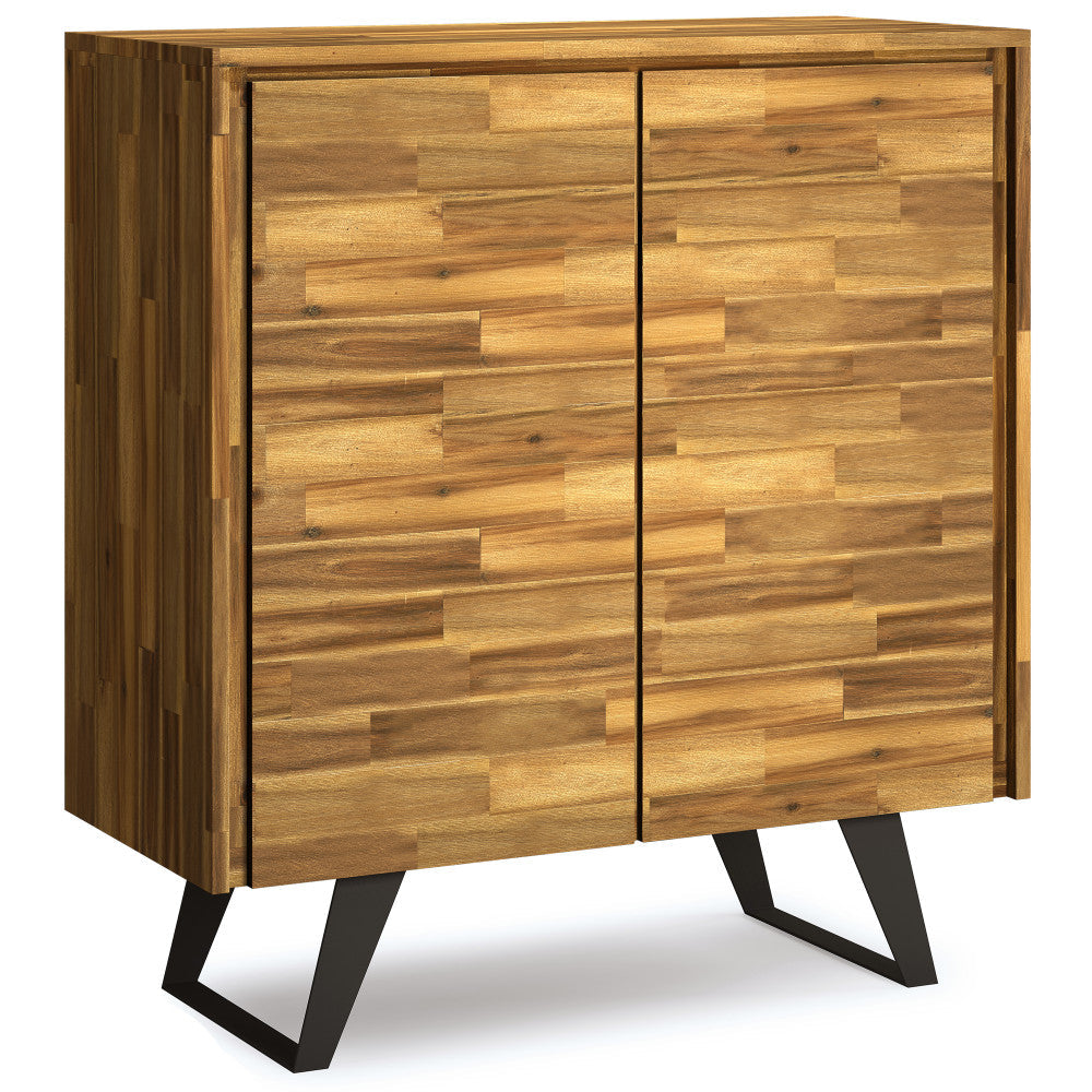 Lowry Medium Storage Cabinet Acacia Wood 2 Doors Adjustable Shelves Modern Design Image 3