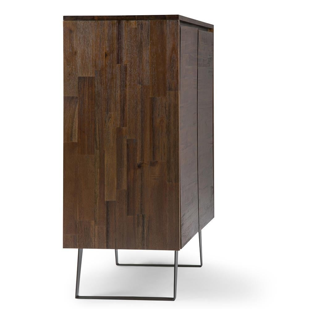 Lowry Medium Storage Cabinet Acacia Wood 2 Doors Adjustable Shelves Modern Design Image 10