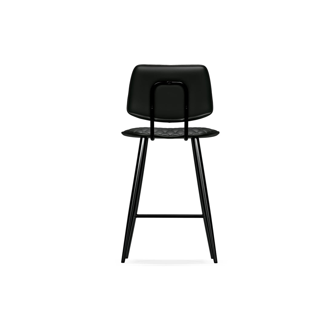 Raya Counter Height Stool Set of 2 Black Cushioned Metal Frame Quilted Upholstery Image 8