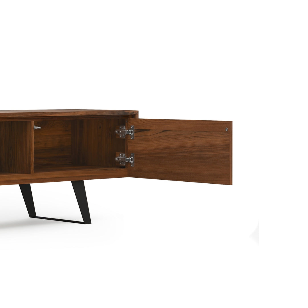 Lowry 72 Inch TV Media Stand Walnut Solid Acacia for Living Room Storage Image 3