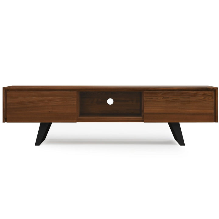 Lowry 72 Inch TV Media Stand Walnut Solid Acacia for Living Room Storage Image 4