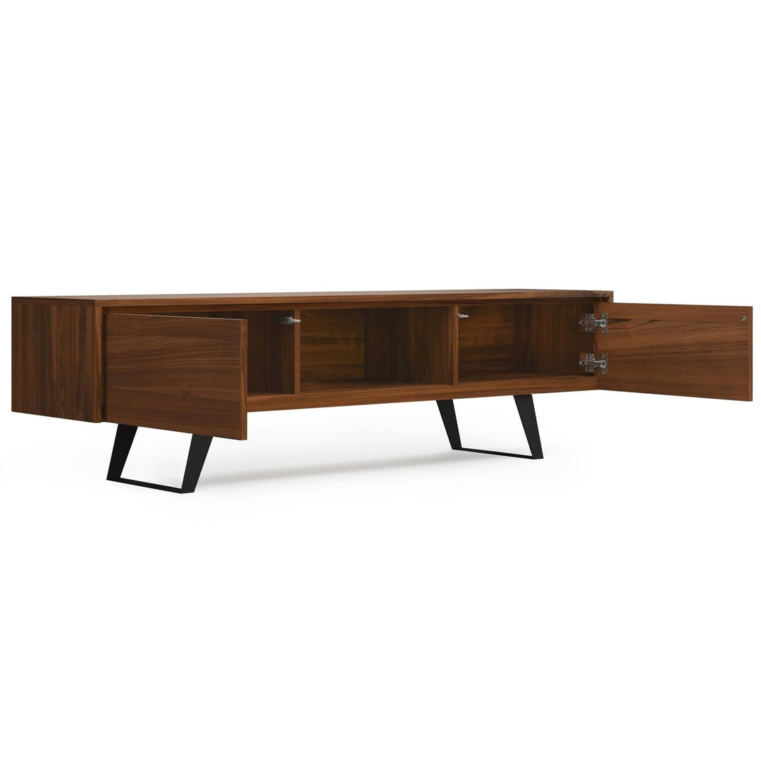 Lowry 72 Inch TV Media Stand Walnut Solid Acacia for Living Room Storage Image 6