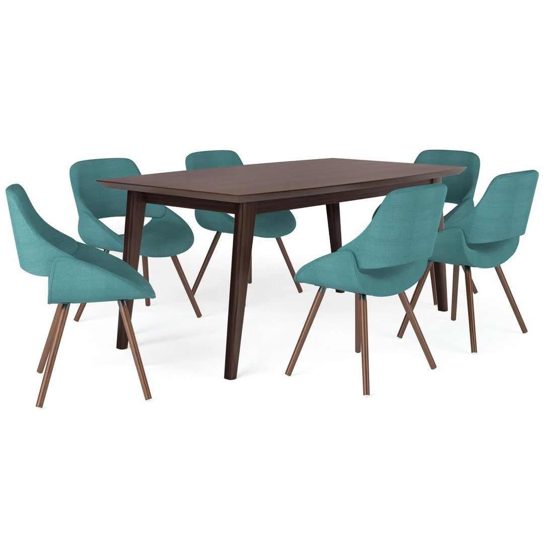 Malden Draper 7 Pc Mid Century Modern Dining Set Solid Wood Table and Chairs Image 1