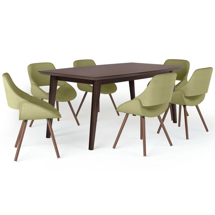 Malden Draper 7 Pc Mid Century Modern Dining Set Solid Wood Table and Chairs Image 1