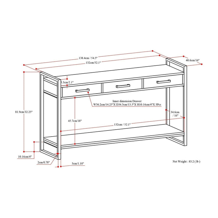 Riverside Console Sofa Table in Mango Image 7