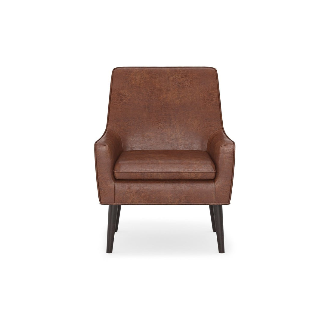 Robson Accent Chair Distressed Saddle Brown Contemporary Comfort Deep Seat Image 3