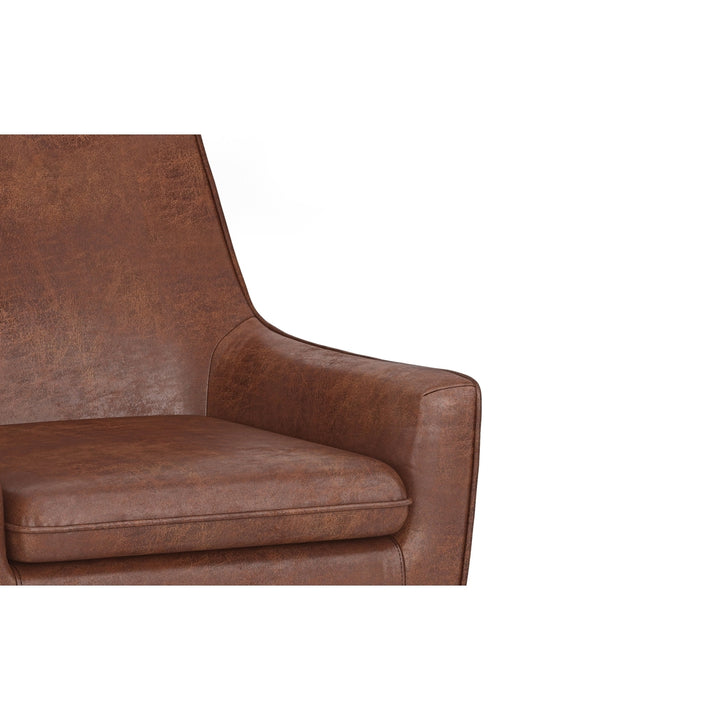 Robson Accent Chair Distressed Saddle Brown Contemporary Comfort Deep Seat Image 4