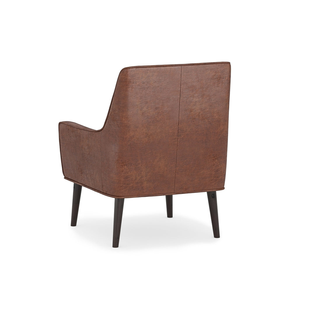 Robson Accent Chair Distressed Saddle Brown Contemporary Comfort Deep Seat Image 5