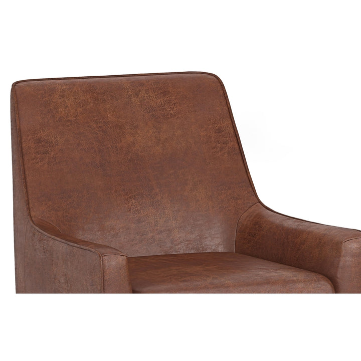 Robson Accent Chair Distressed Saddle Brown Contemporary Comfort Deep Seat Image 6