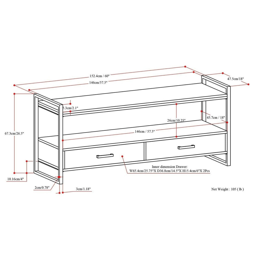 Riverside Mango TV Stand 60 Inch Solid Hardwood Media Console with Drawers Image 5