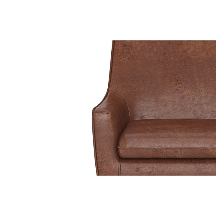 Robson Accent Chair Distressed Saddle Brown Contemporary Comfort Deep Seat Image 7