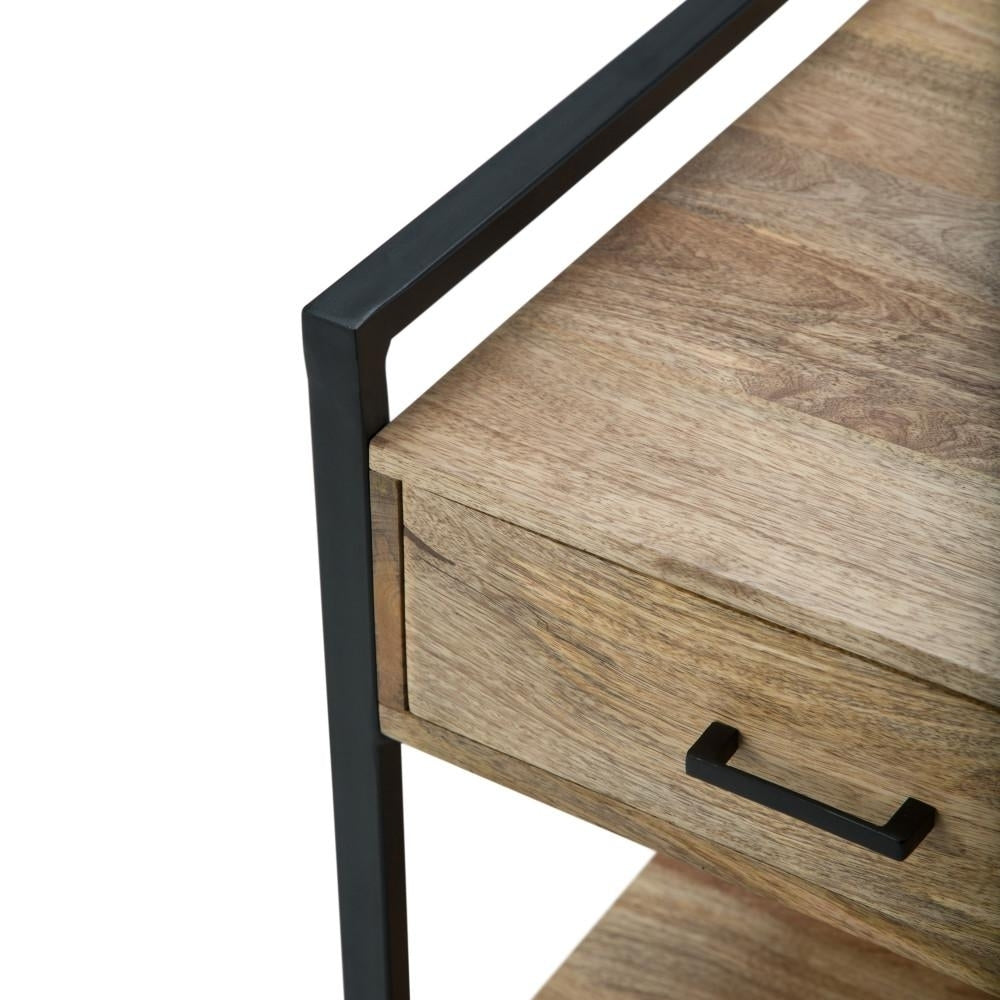 Riverside End Table Mango Wood 22in Multi-purpose Drawer Shelf Industrial Design Image 10