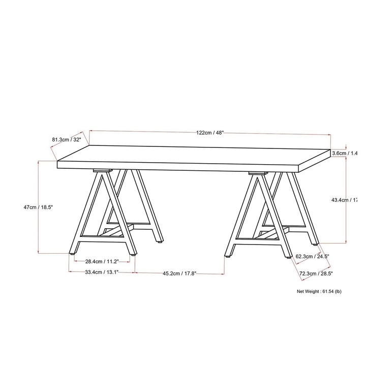Sawhorse Solid Walnut Veneer and Metal Coffee Table Image 8