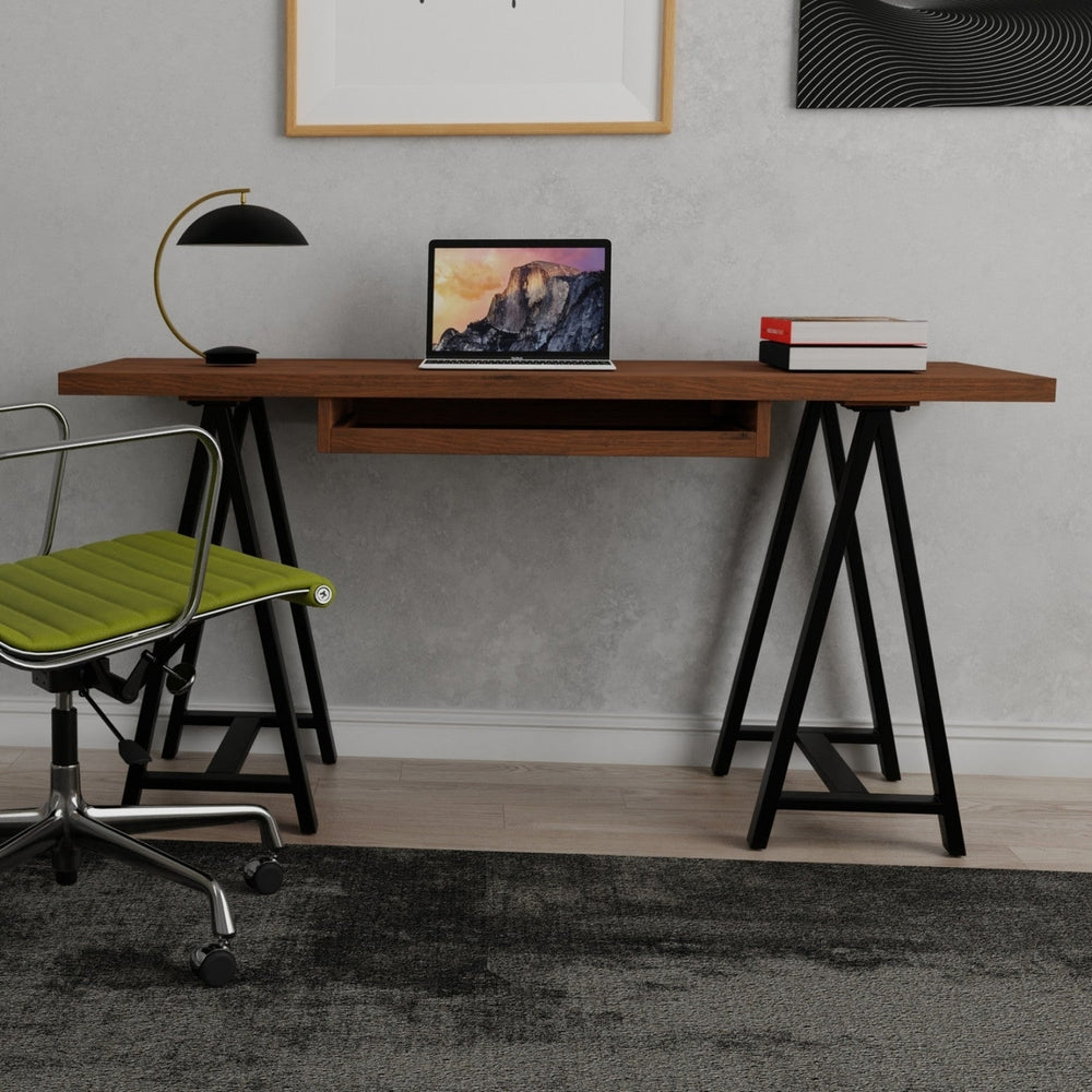 Sawhorse Solid Walnut Veneer and Metal Desk Image 2