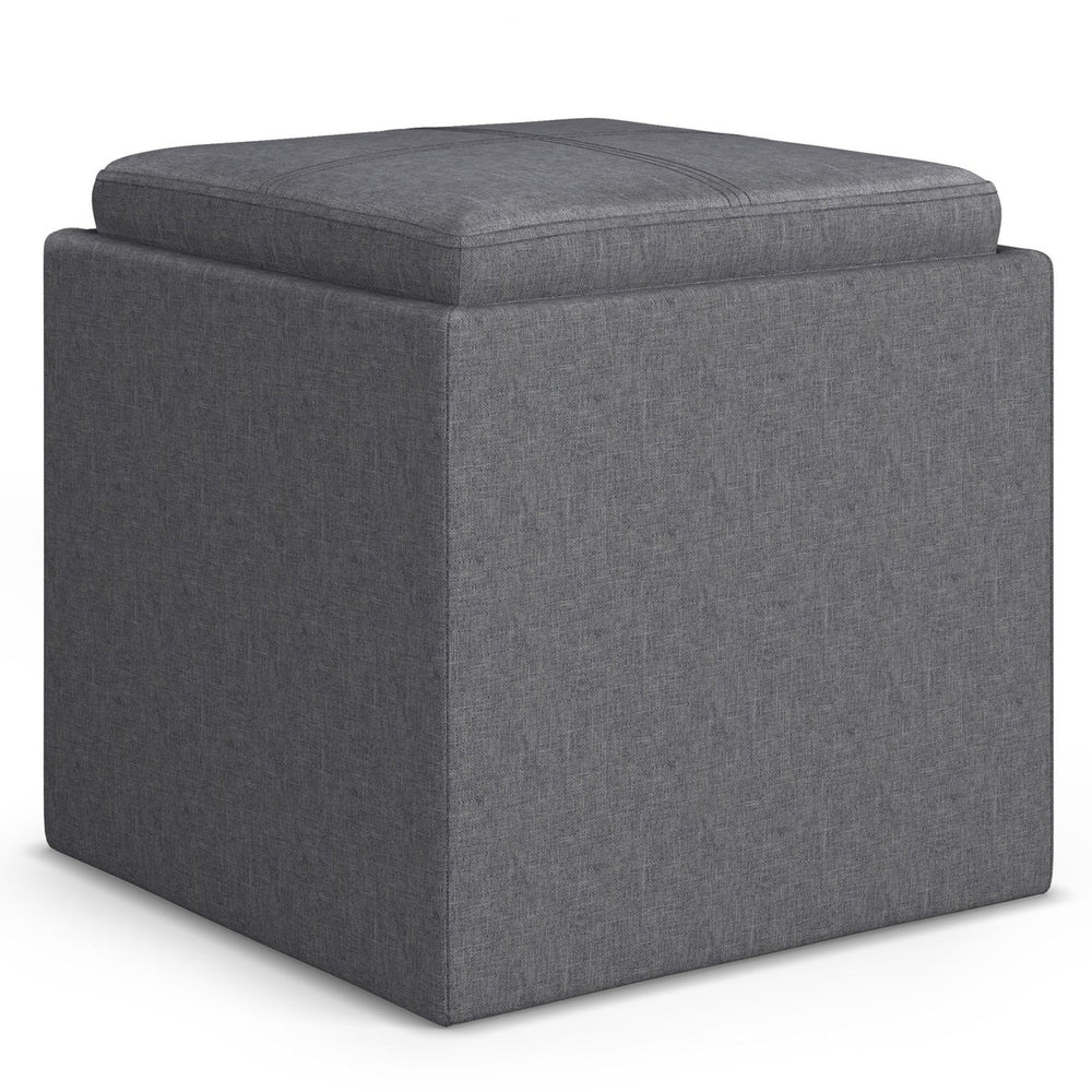 Rockwood Cube Storage Ottoman Linen Tray 16.9 Inch Multi-Functional Furniture Image 2