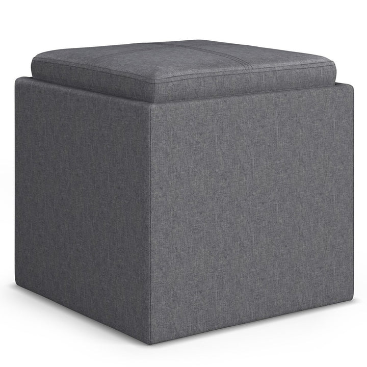 Rockwood Cube Storage Ottoman Linen Tray 16.9 Inch Multi-Functional Furniture Image 1