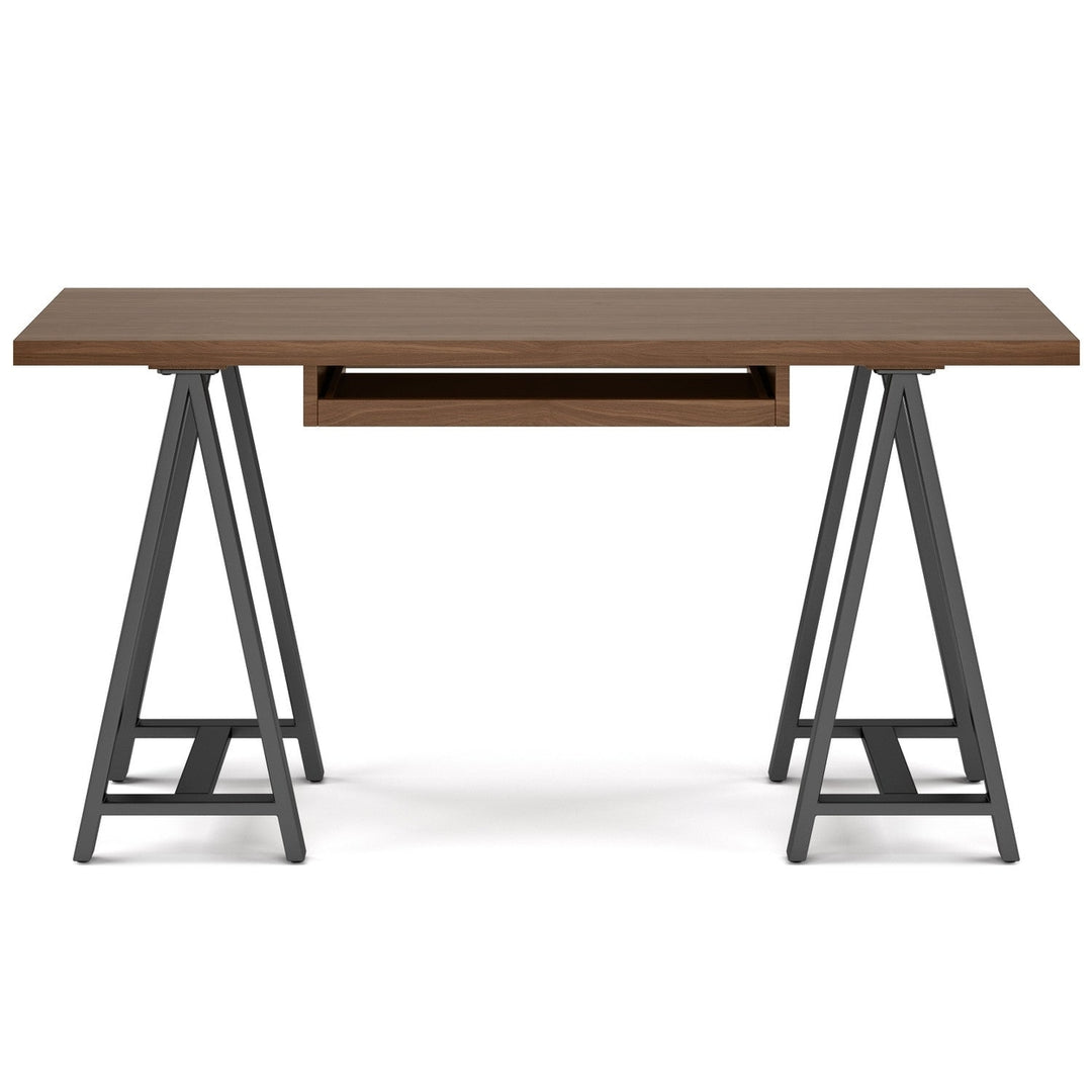 Sawhorse Solid Walnut Veneer and Metal Desk Image 3