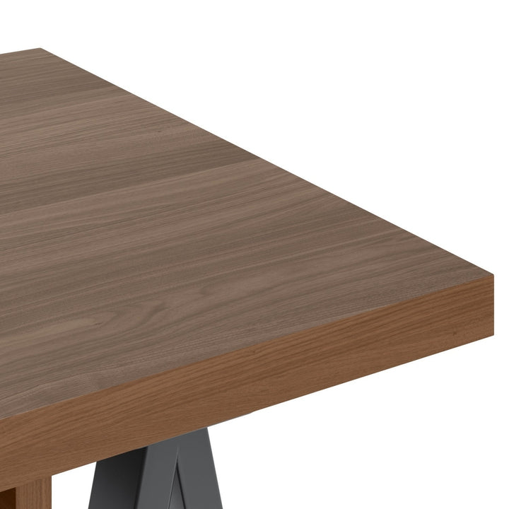 Sawhorse Solid Walnut Veneer and Metal Desk Image 4