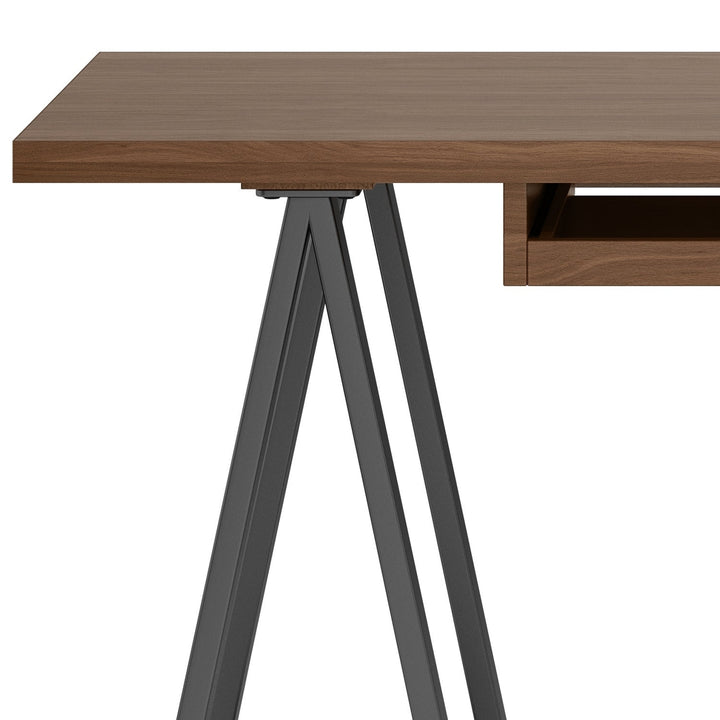 Sawhorse Solid Walnut Veneer and Metal Desk Image 5