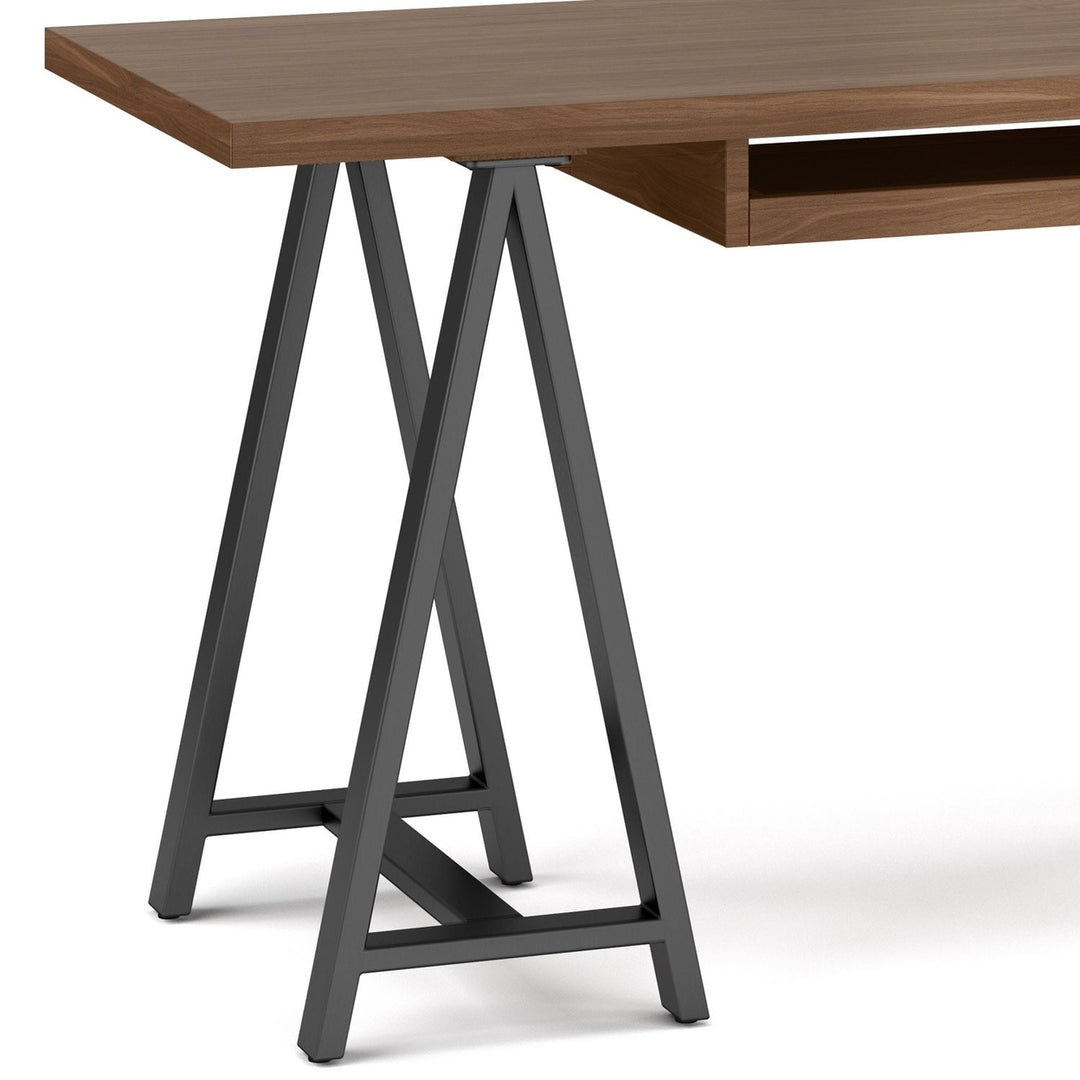 Sawhorse Solid Walnut Veneer and Metal Desk Image 8
